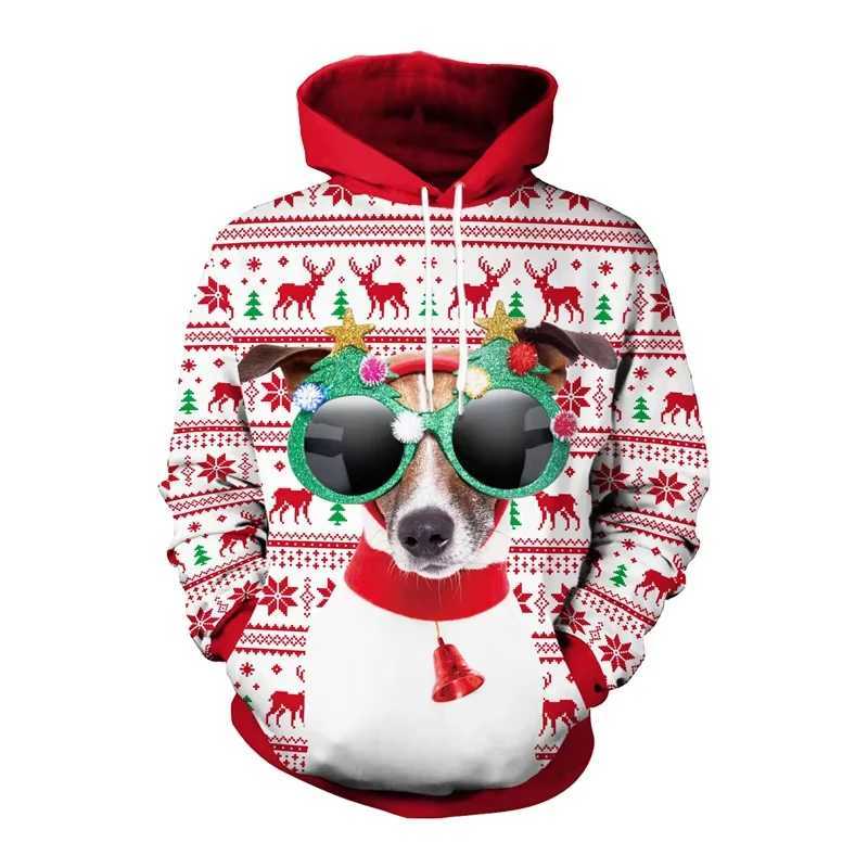 Interesting Christmas Mens Top 3D Printed Mens Christmas Elk Hoodie Fashionable Mens Hoodie Long Sleeve Hoodie Sportswear Y241016