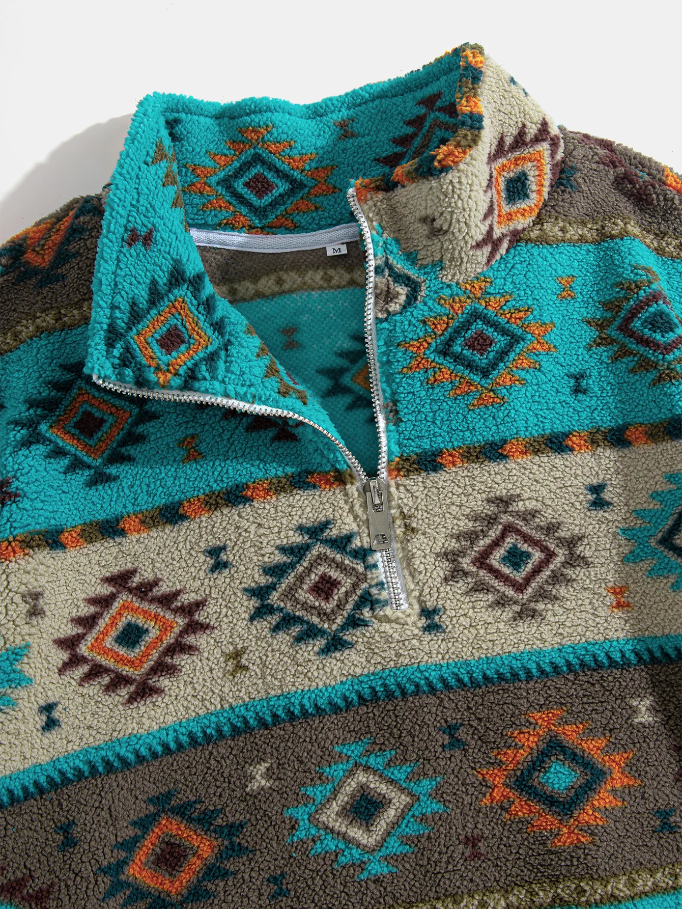 Mens Sweatshirt Aztec Fleece Jackets Fuzzy Sherpa Pullover Sweatshirts Winter Coats Western Vintage Ethnic Printed Sweaters 241016