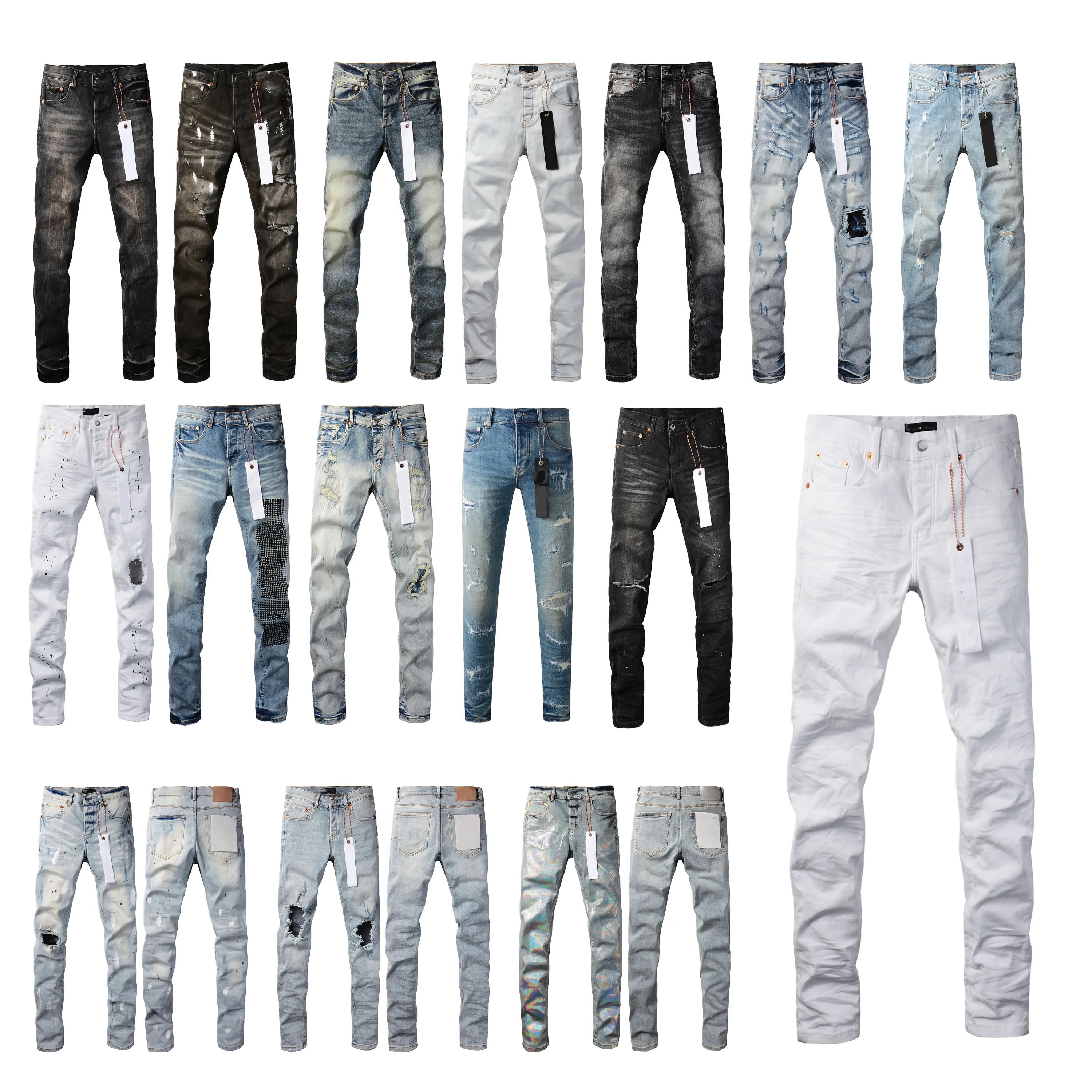 Mens Jeans Designer Fashion Ripped Jeans Slim Fit Jeans Denims For Men Black blue, green gray purple white silve multicolored Pants