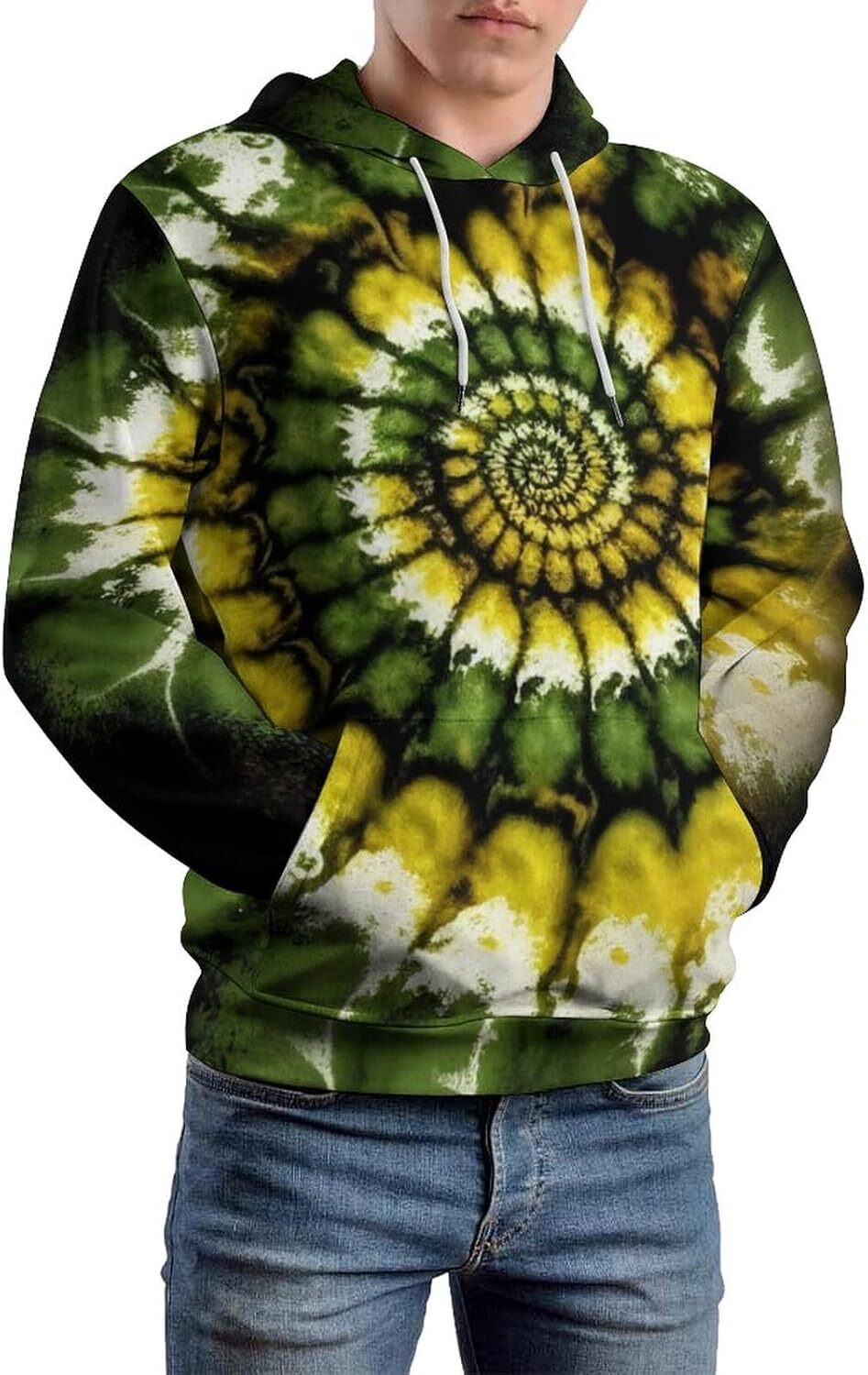 Hoodie for Mens Womens Retro Rainbow Spiral Hoodie Novelty Tie Dyed Summer Sweatshirt Hoodies Graphic Pullover Long Sleeve