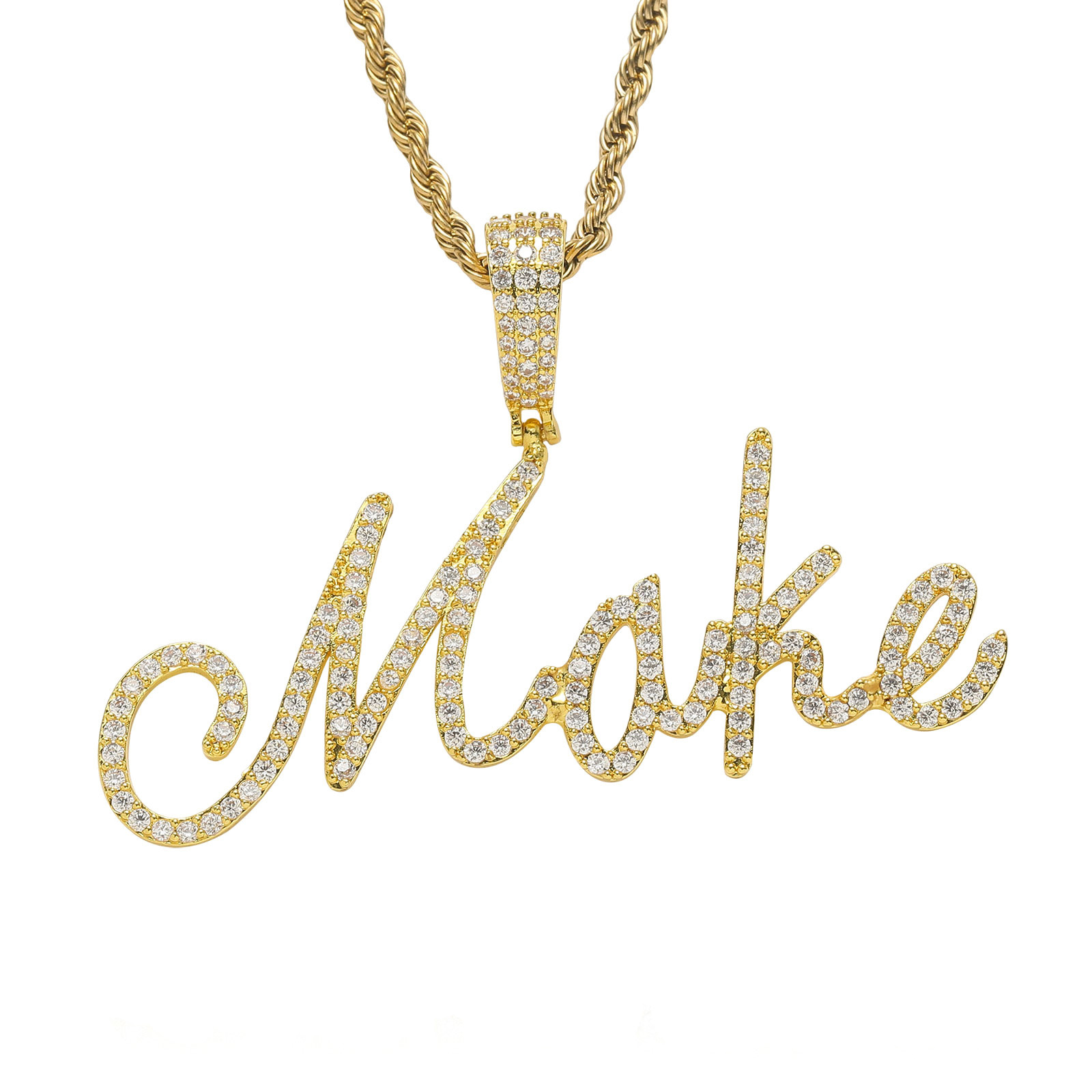 Custom A-Z Letters Name Pendant Necklace 18k Gold Plated Jewelry Women Men Gift