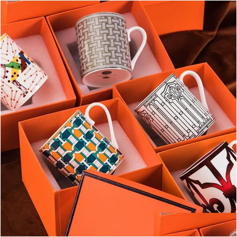 Mug porcelain cup coffee shop tea milk cup bone china coffee drink water gold spoon birthday gift