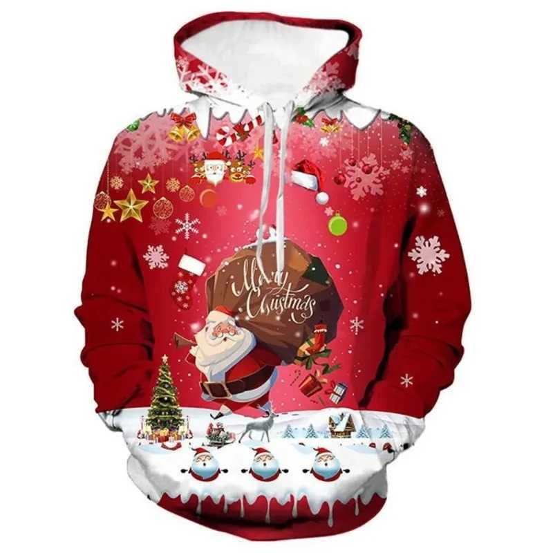 Christmas Hoodie Mens Sportswear Unisex 3D Printed Santa Claus Printed Hoodie Mens Universal Harajuku Fashion Pullover Y241016