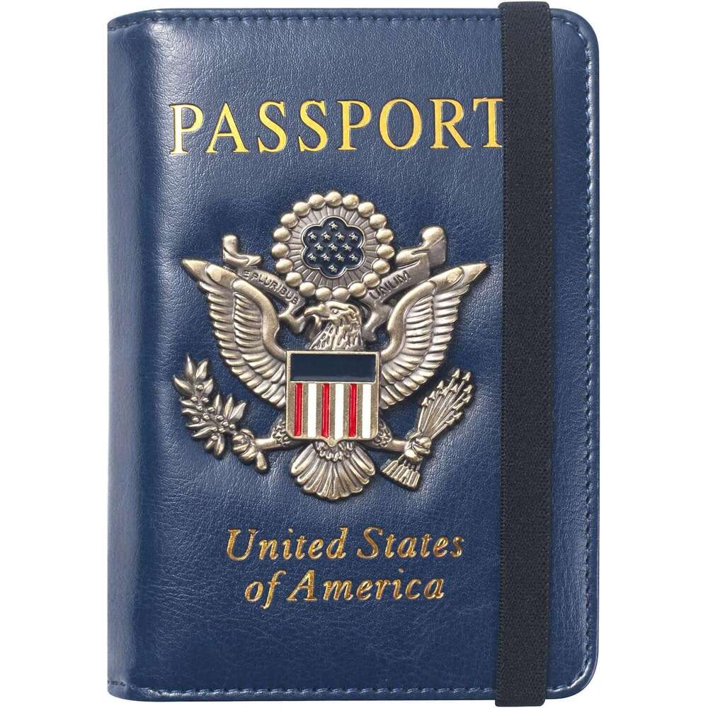 Holder For Travel, Cover Case, Passport Protector Covers Wallet Case with 3D Metal Badge RFID Blocking Travel Accessories Document Organizer