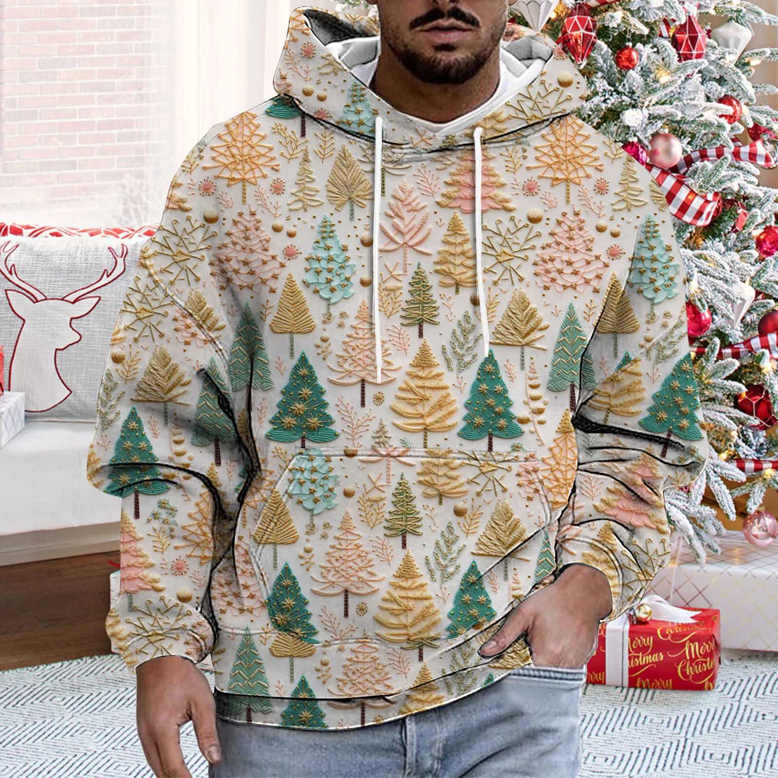 Christmas Hoodie Santa Claus Cow 3D Printed Mens Hoodie Womens Hoodie Large Zipper Y2k Track Top Childrens Clothing Y241016
