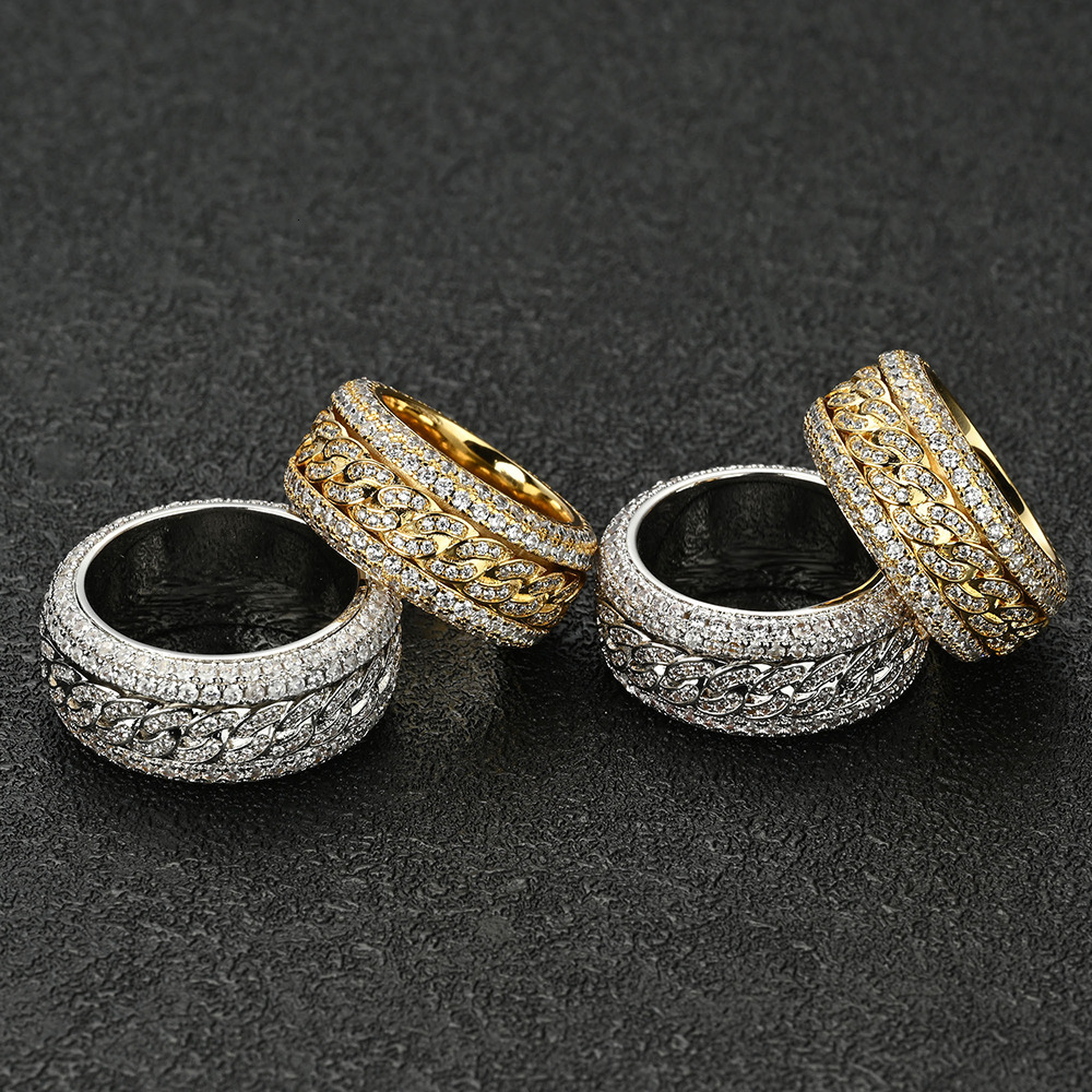 Pass Dia Tester S Sterg Sier Iced Out VVS Moissanite Men Ring and Rappers Hip Hop Jewelry With GRA Certificate
