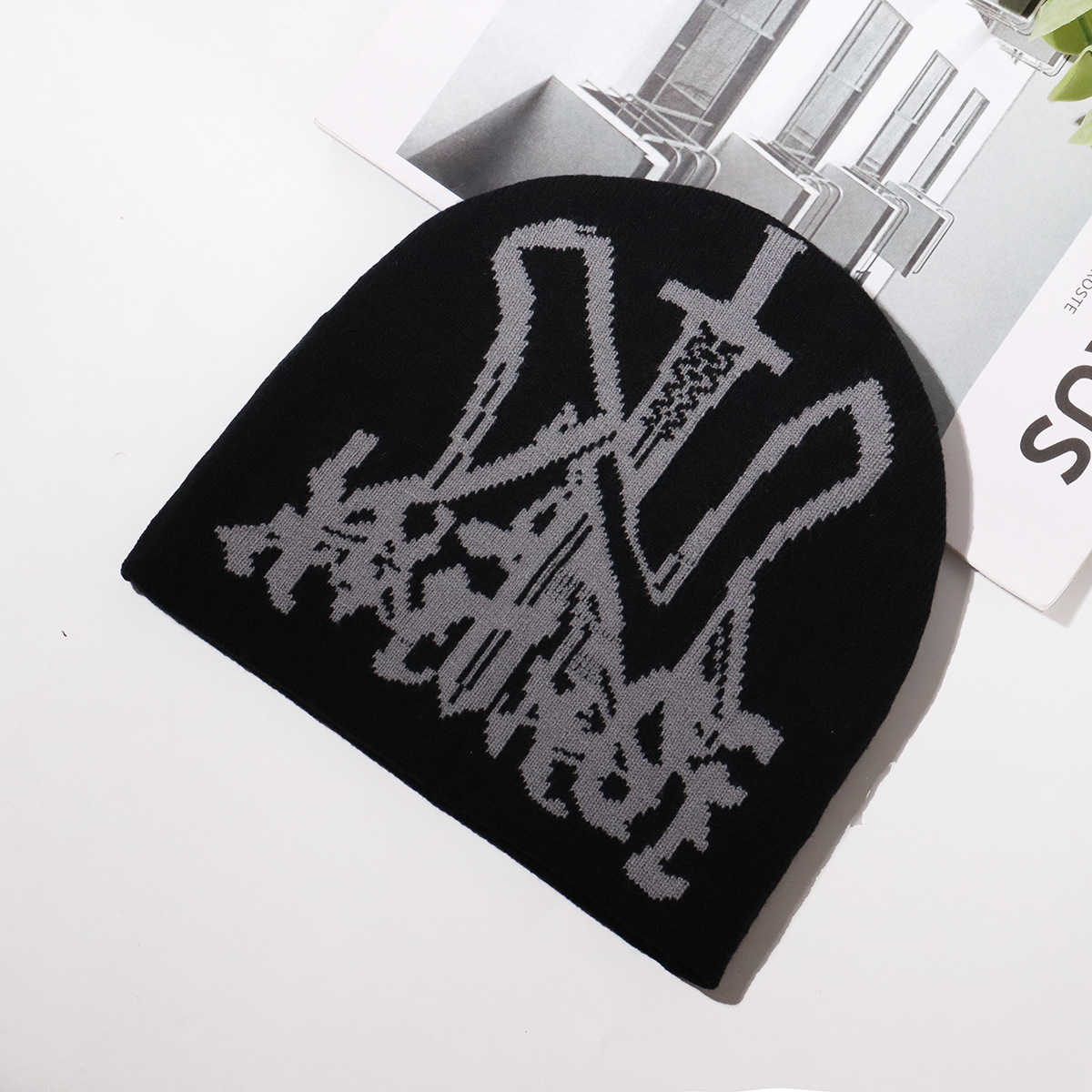 Beanie/Skull Caps Gothic style personality casual trend knitted hat autumn and winter warm and cold comfortable breathable cold hat H241016