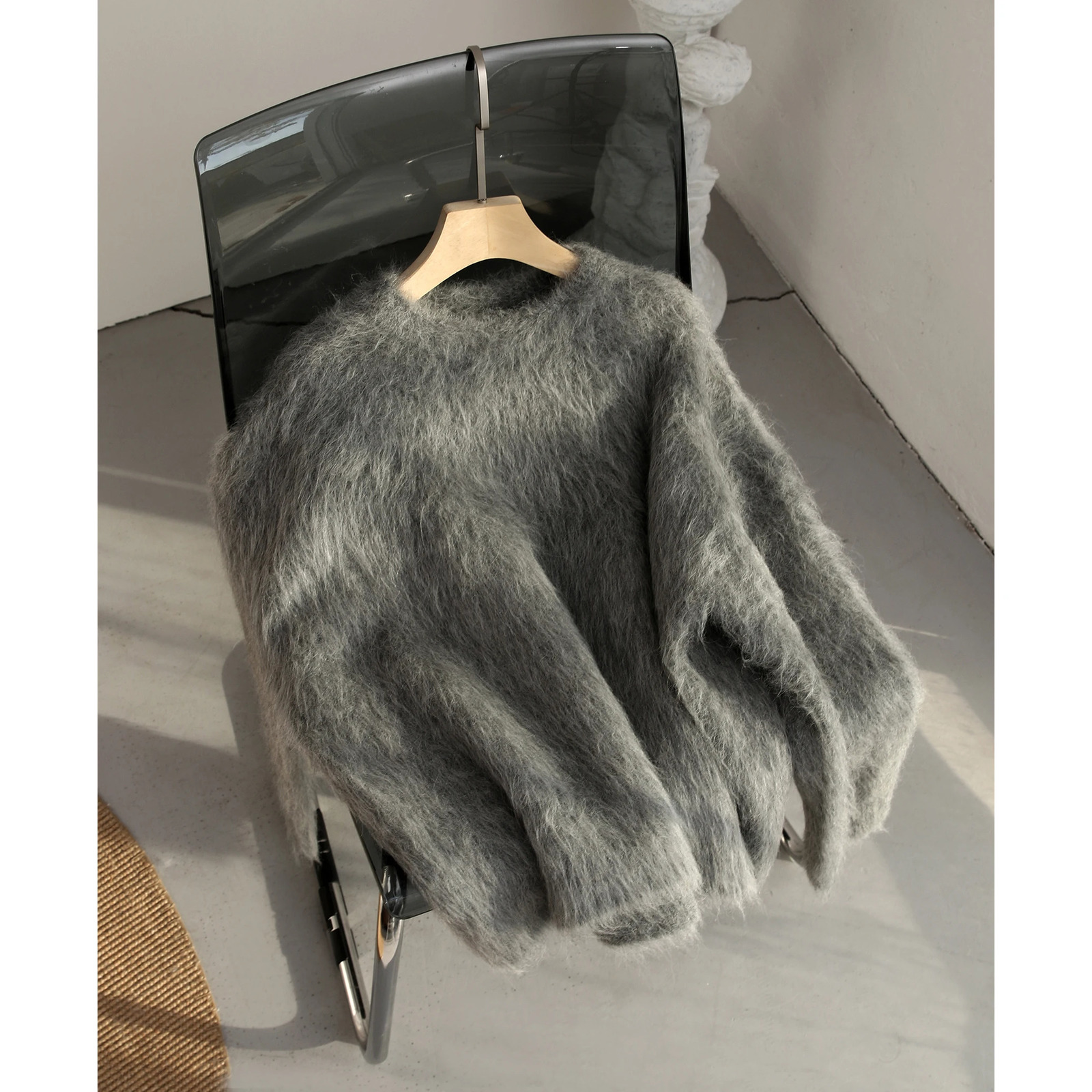 Autumn and Winter Warm Alpaca Slow Pulling Fleece Sweater Solid Knitted Womens 241015