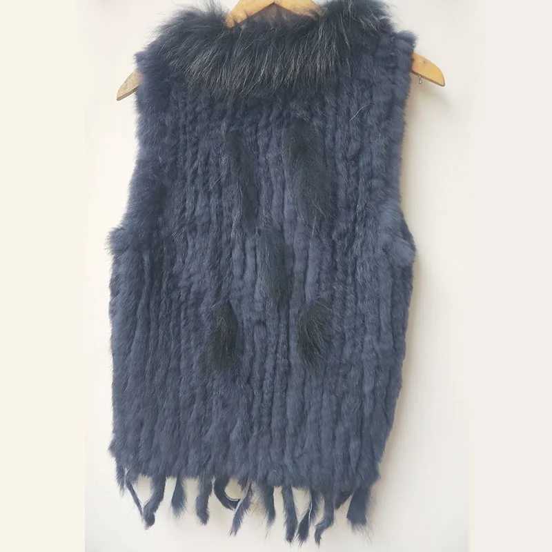 2023 Autumn Knitted True Rabbit Fur Vest Womens Warm Leather Vest Womens Fur Vest Womens Fur Vest W241010