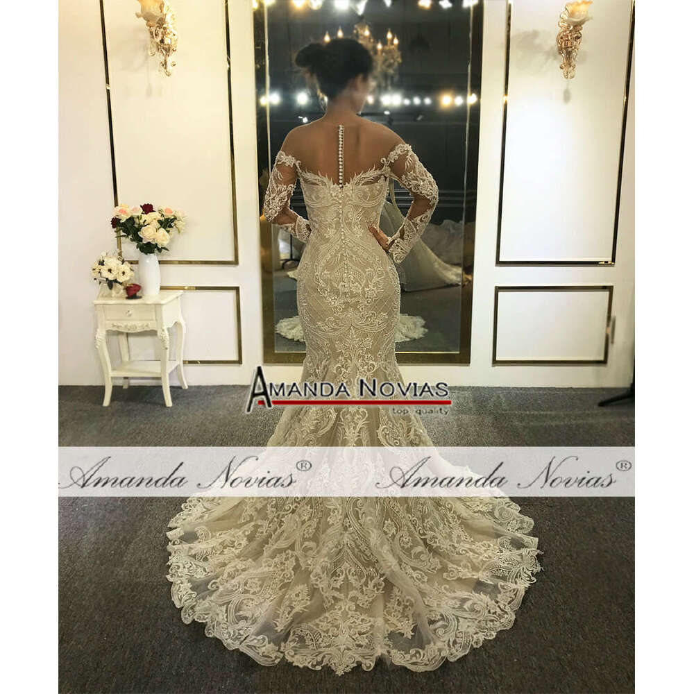 Off The Shoulder Long Lace Sleeves Mermaid Wedding Custom Order Bridal Dress