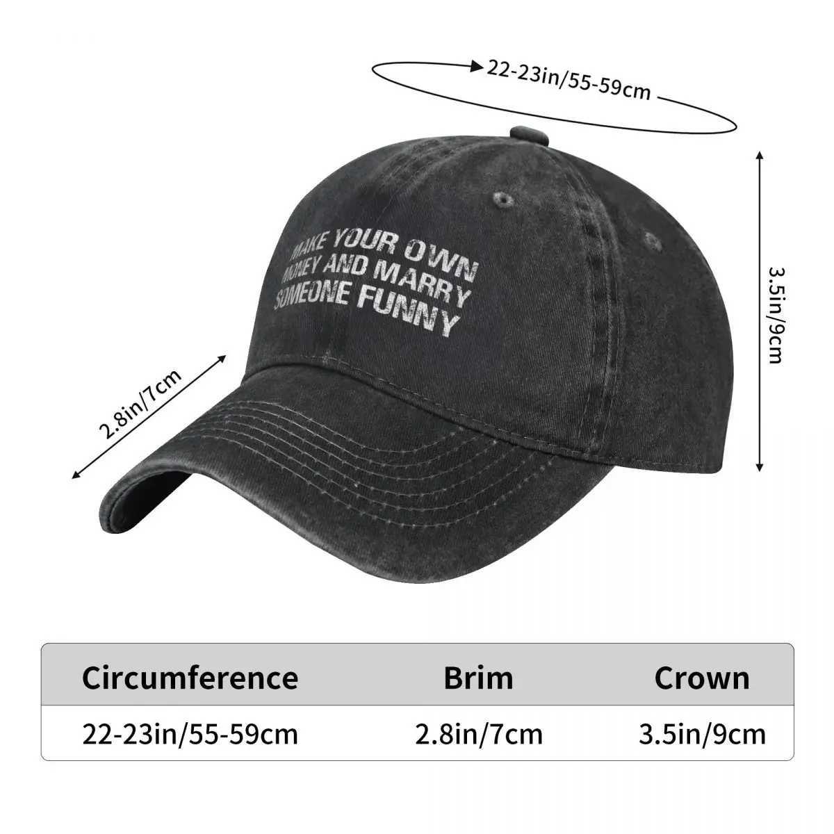 Make Your Own Money Marry Someone Funny Men Women Baseball Cap Quote Distressed Cotton Hat Classic Outdoor Activities Sun CapX240930