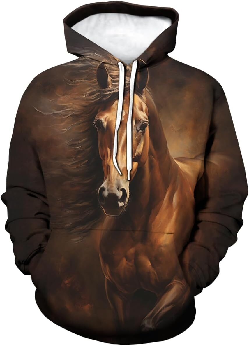 Hoodie for Mens Womens Unisex Novelty Horse Hoodies 3D Adult Funny Pattern Long Sleeve Sweatshirt Hoodie Mens Graphic Hoodies sweatshirt
