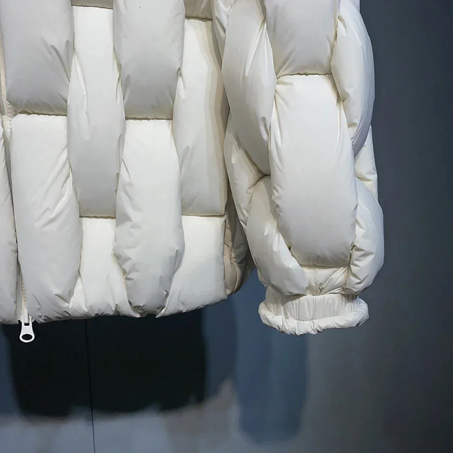 Mens thick Parkas jacket womens er square woven high neck warm jacket casual oversized warm foam bubble jacket 241007