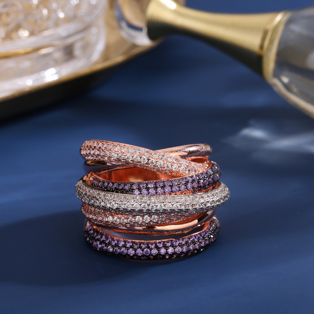 2024 White Gold Multicolor Cubic Zirconia Eternity Band Ring