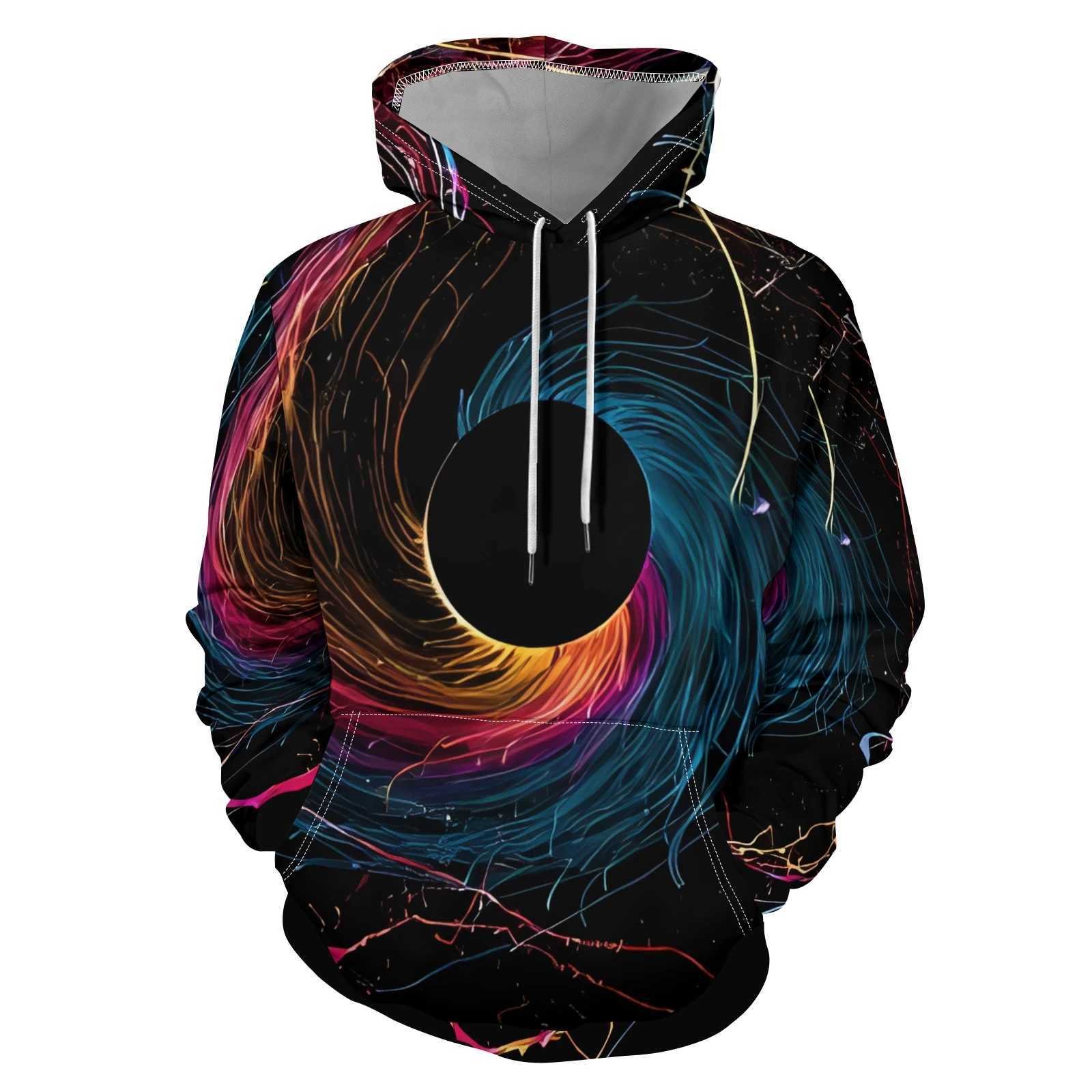 Mens plus size 3D swimming pool graphic hooded long sleeved sweatshirt - Fashionable autumn and winter fashion bold design appearance statement Y24101