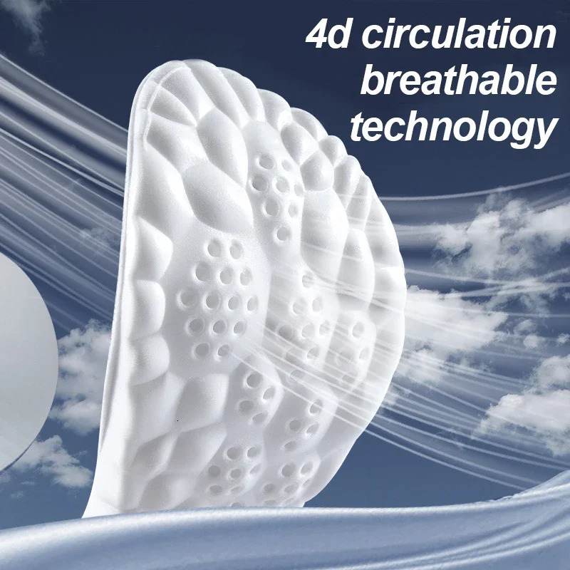 4D Super Thick Memory Foam Insoles Breathable Mesh Sweat Absorption Shoe Pads Sports Running for Shoes PU Sole Orthopedic Insole 241016