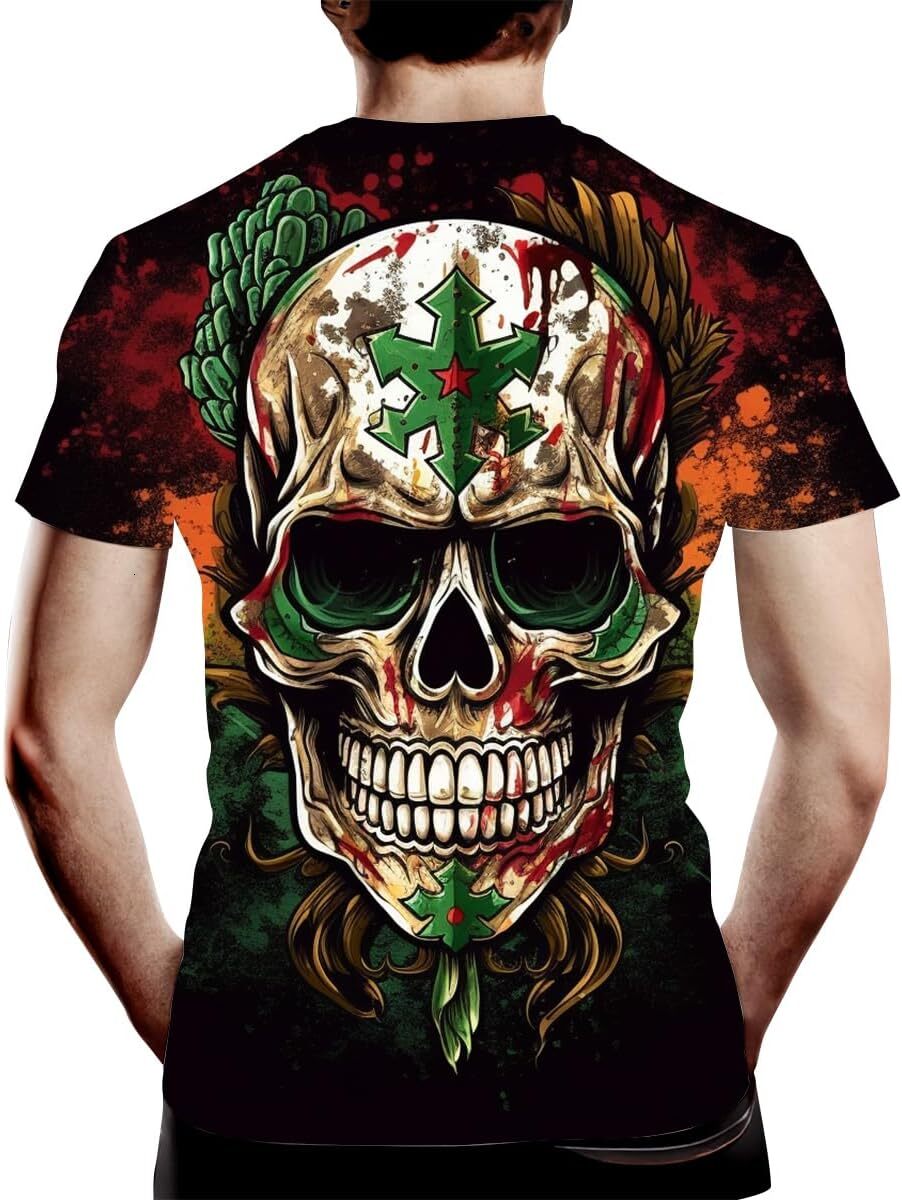 Mens T shirt Retro Mexican Eagle Shirt Novelty Tie Dyed Skull Pattern Short Sleeve Summer Tee Top tee Casual tops summer clothes Fashion Trends