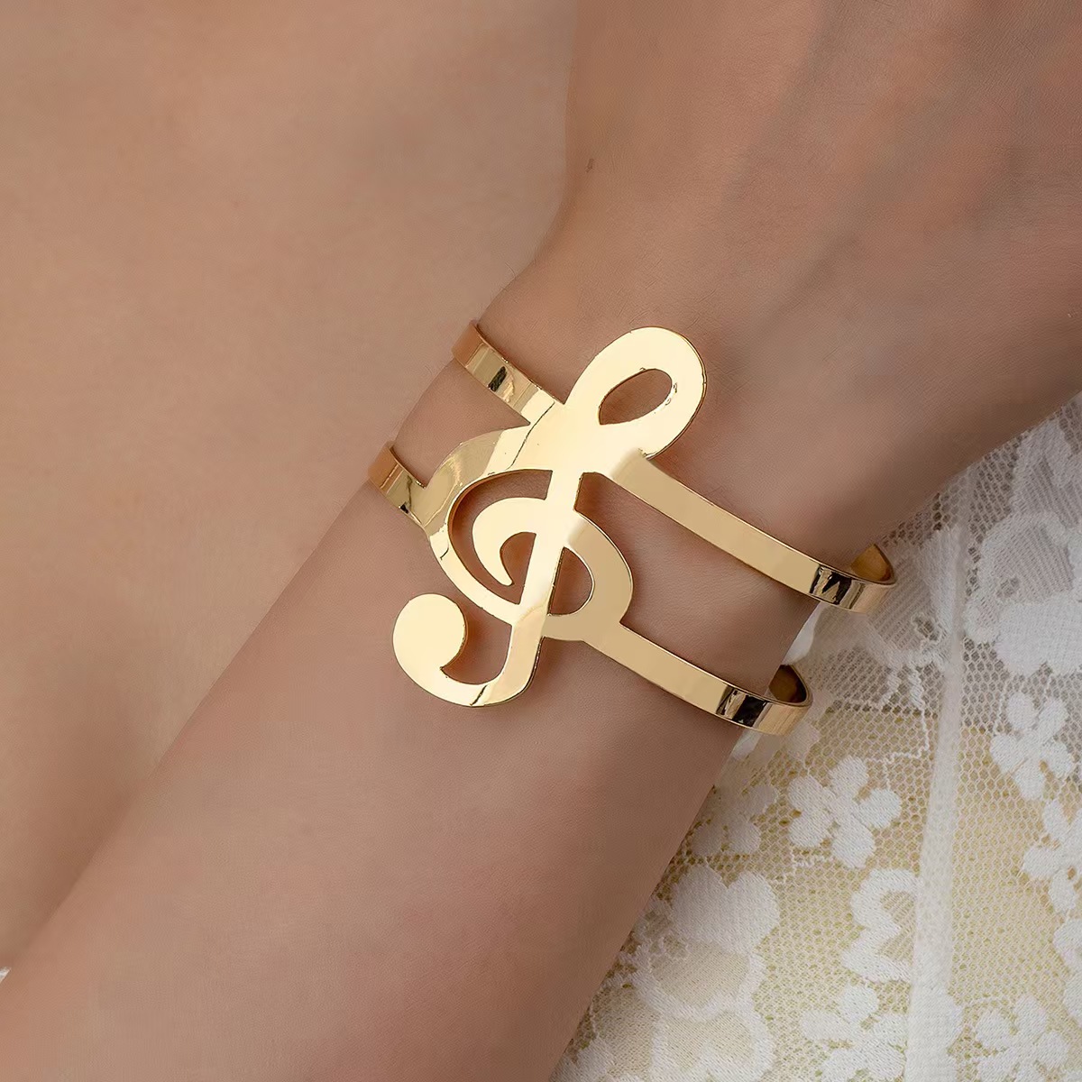 Elegant Metal Circular Pattern Bracelet - Modern Edgy Wide Band Jewellery Perfect for Urban Wear
