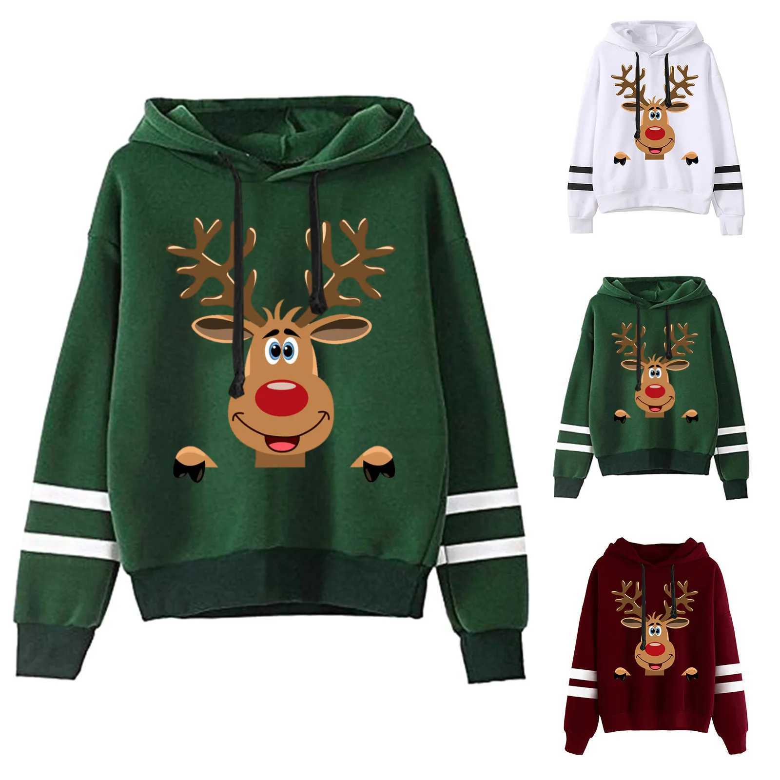 Christmas sweater Pullover Harajuku deer long sleeved womens hoodie printed casual top womens hoodie Y241016