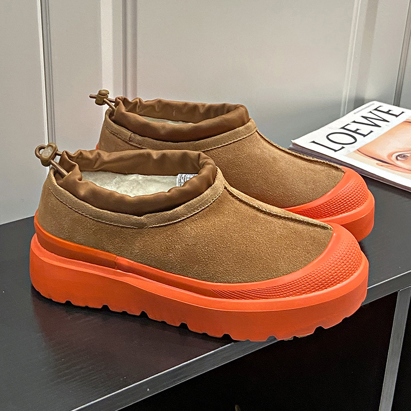 Round head thick bottom plus veet snow boots 2024 autumn and winter new fashion casual designer sneaker for women