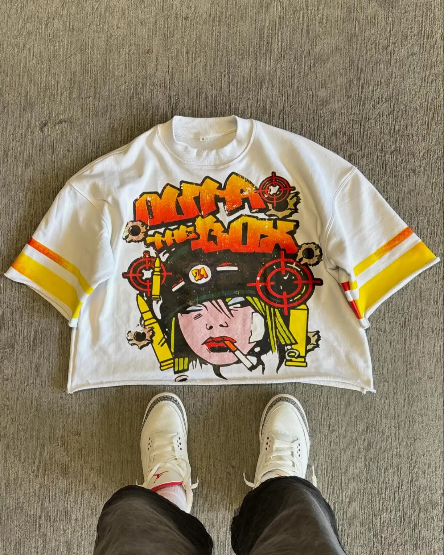 Harajuku Cartoon Retro Pure Cotton Short Sleeve Women T-shirt Summer Loose Cropping Tops White Chic Fashion Ins Tee Men Clothing 241011