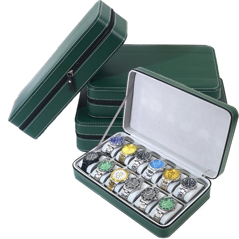 6. 10. 12 slot watch box portable travel zipper PU leather storage box watch display box for business travel and gifts 241011