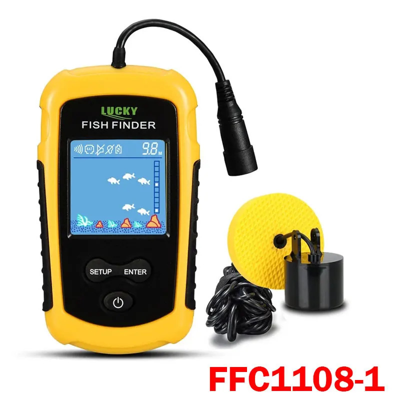 Lucky Rechargeable Fish Finder 08-1CWLA/CT wireless sonar sensor Fishing Finder color display maximum water depth of 45M 241016