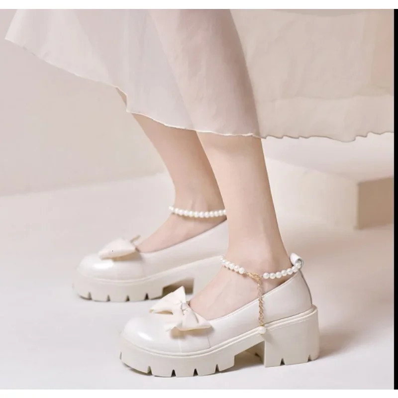 Shoes Lolita Shoes Womens Japanese Style Mary Jane Shoes Womens Retro Girls High Heels Platform College Student Large Size 43 241015