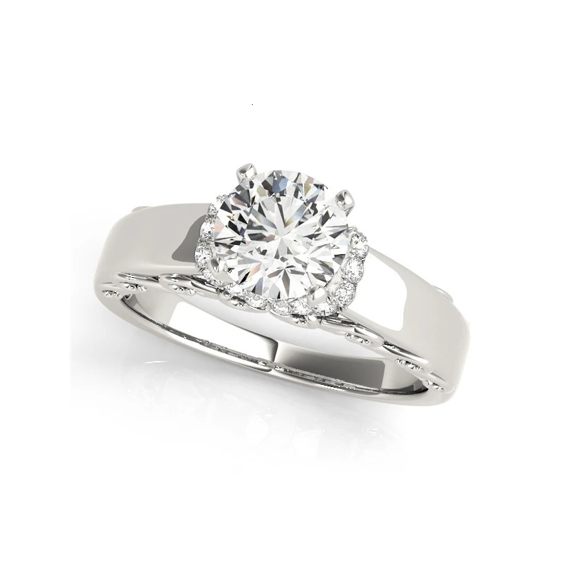 LESF 925 sterling silver card engagement ring set 1 D-color silica diamond round ring womens wedding jewelry 241007