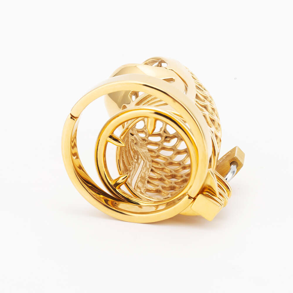 Hollow Stainless Steel Gold Snake Chastity Cage BDSM Male Chastity Device Metal Cock Cage With Spike Ring Lock Sex Toys For Men