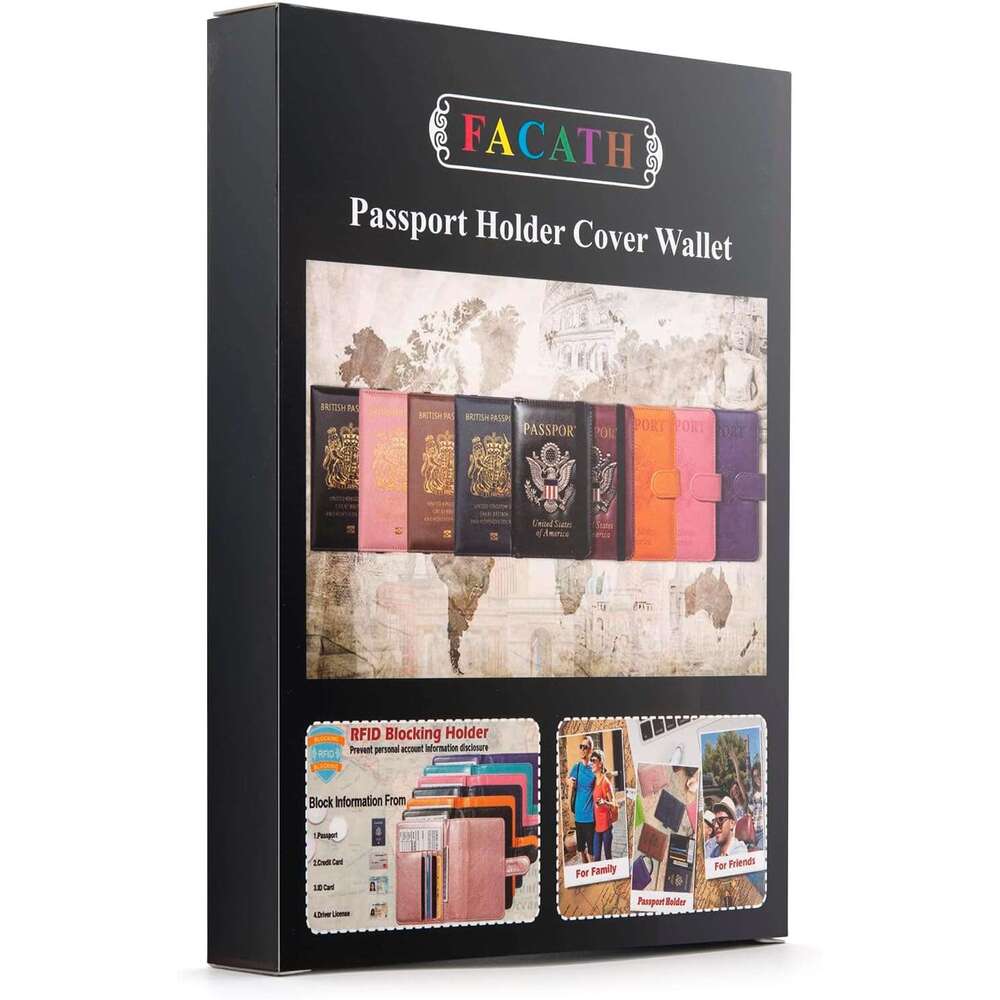 Holder For Travel, Cover Case, Passport Protector Covers Wallet Case with 3D Metal Badge RFID Blocking Travel Accessories Document Organizer