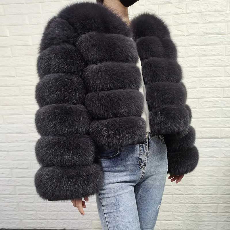 2024 Luxury Grey Furry new style real fur coat natural fur jacket female winter warm leather fox fur coat high quality fur vestX241016