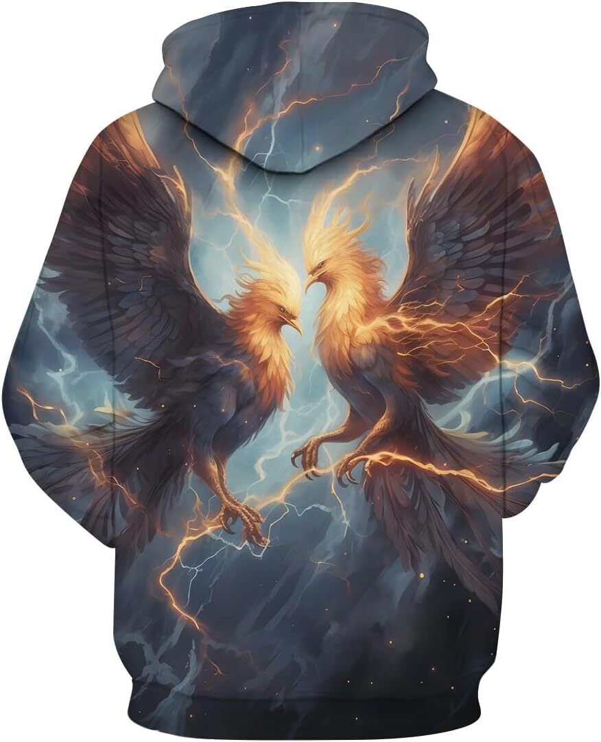 Hoodie for Mens Womens Phoenix Firebird Mythology Pullover Hoodies Mens Novelty Pattern Hooded Graphic Hoodies sweatshirt Pullover Long Sleeve