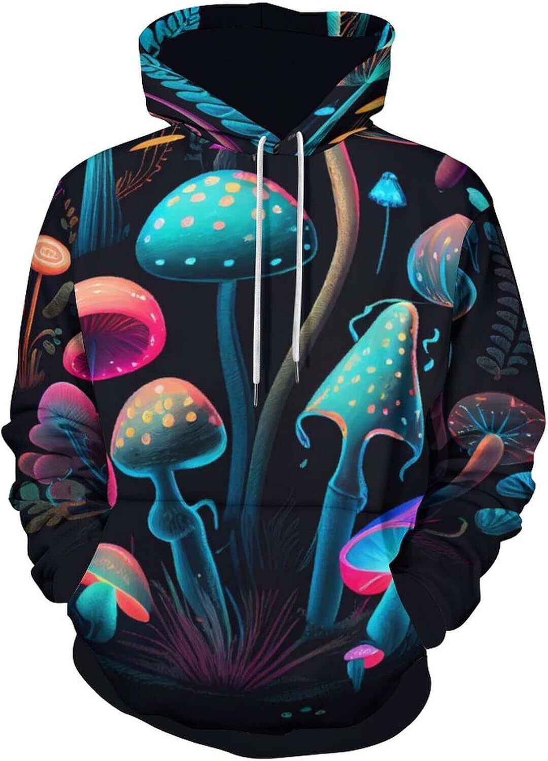 Hoodie for Mens Womens Novelty Funny Colorful Mushroom Hoodie Retro Cute Mushroom Tie Dye Pattern Sweatshirt Clothes Graphic Fashion Trends