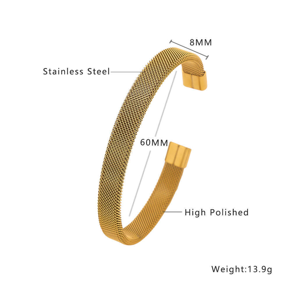 Gold Irregular Titanium C-shaped Opening Stainless Steel Adjustable Bracelet for Women Christmas gifts for girls