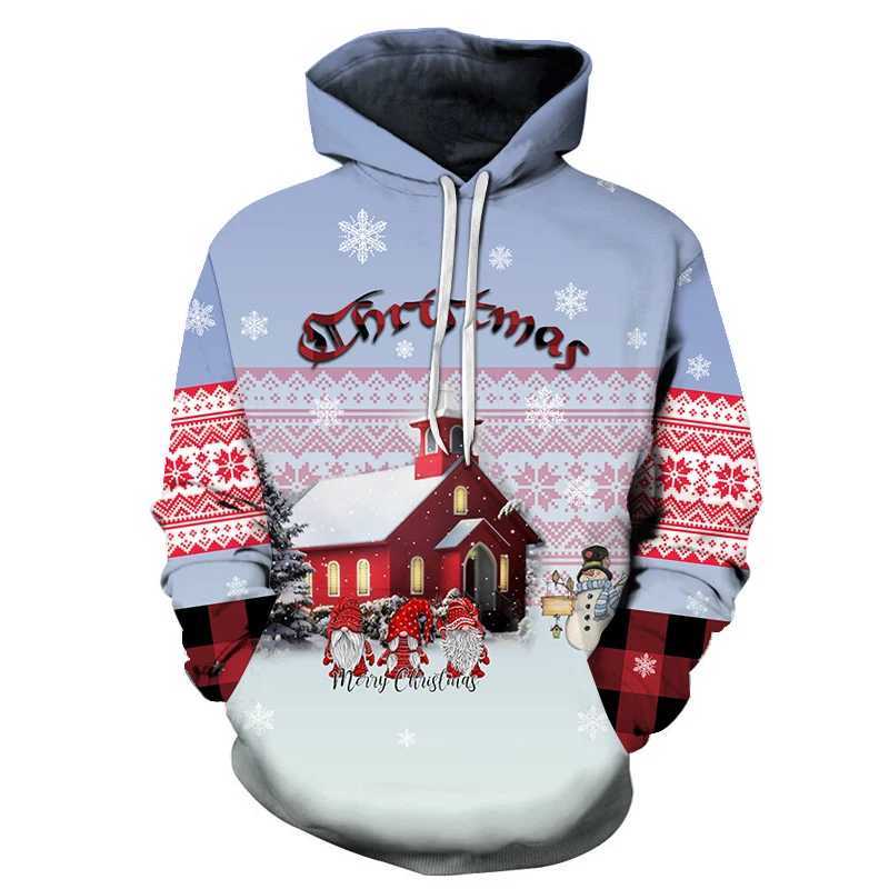 New Super Size Hoodie Mens Santa Claus Deer Cartoon Pattern 3D Printed Sports Shirt Long Sleeve Top Street Clothing Y241016