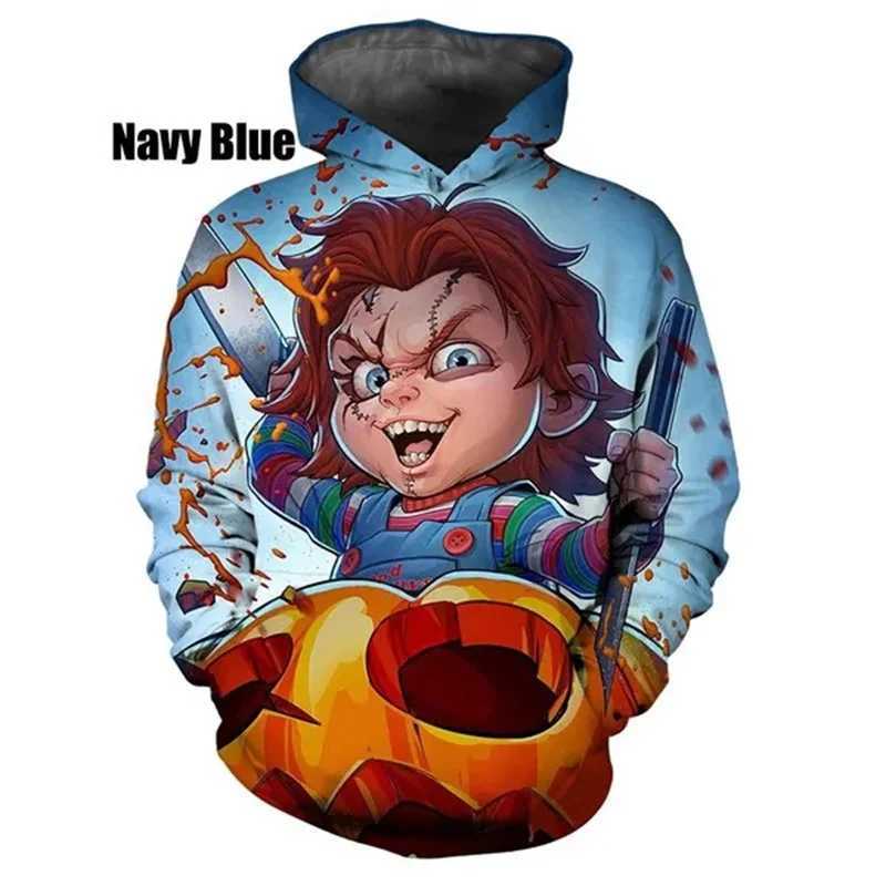 Chucky Doll horror childrens game hoodie mens 3D printed new hoodie womens Harajuku fashion y2k zipper hoodie Y241016