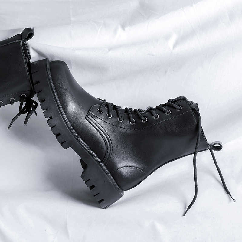 Martin Boot British Style Black Martin Boots Mens Cool Side Zipper Work Clothes Motorcycle Boots Thick Sole High Top Shoes Fashion Boots 240927