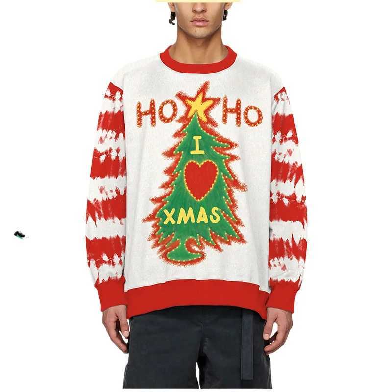 Christmas Tree Santa Claus Snowman Santa Claus Elk Hoodie Mens Autumn and Winter 3D Printed Pulling Sweatshirt Large Size Street Clothing Y241016
