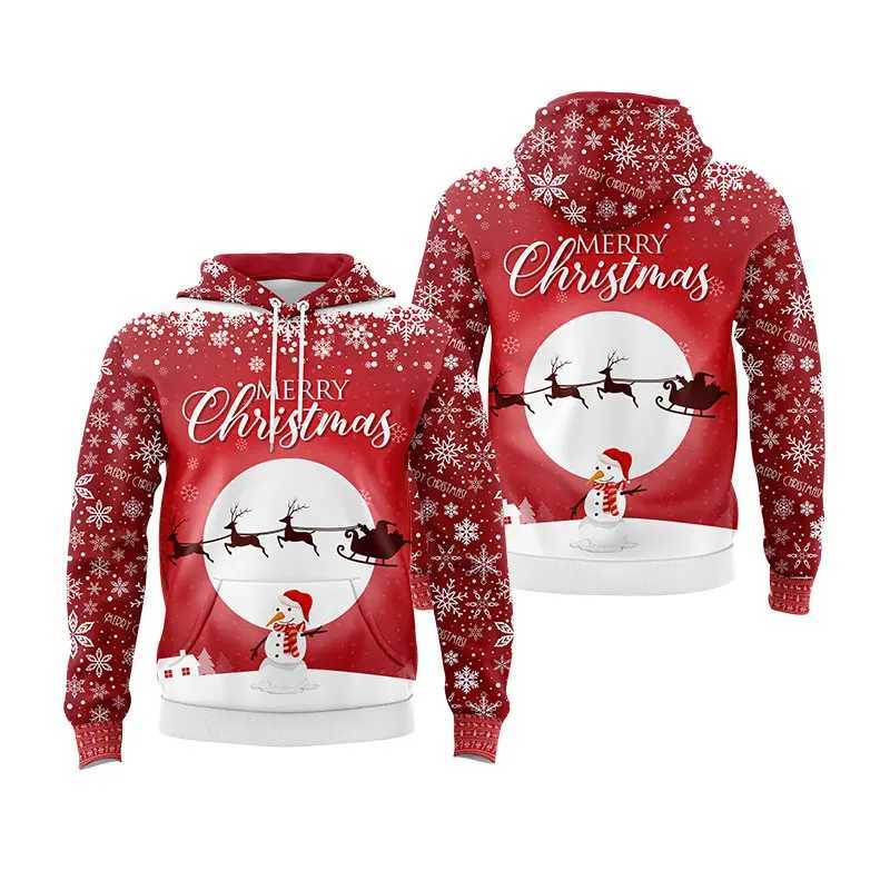 3D fully printed mens Christmas hoodie and womens Santa Claus graphic hoodie top loose oversized rally sweatshirt mens clothing Y241016