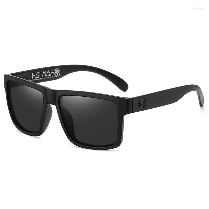 Sunglasses HEAT WAVE HD Polarized For Men Sports Eyewear Mirror Square Sun Glasses Fashion Women Shades UV400 Black Goggles