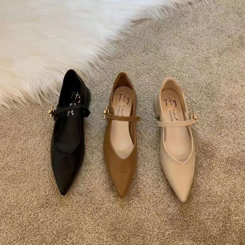 2023 NEW Women Flat Candy Color Women's Toe Retro Single One Word Buckle Round Mary Jane Shoes Ballerina Flats Mujer