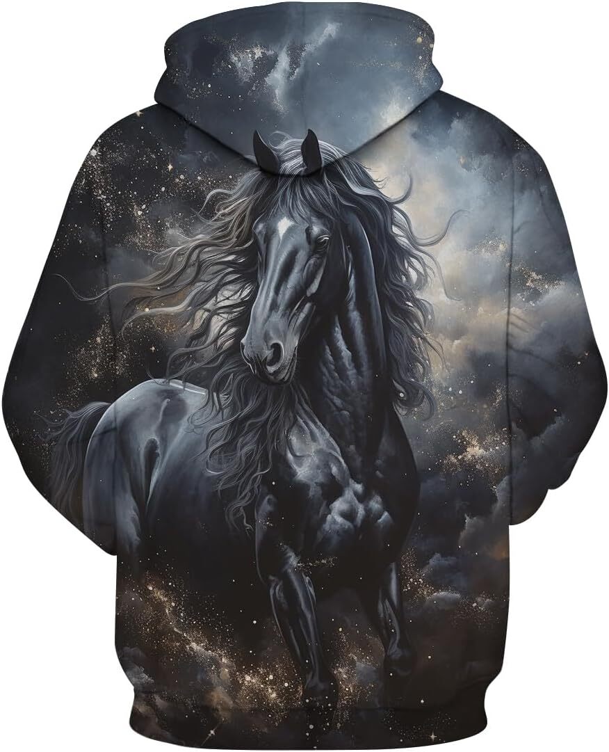 Hoodie for Mens Womens Unisex Horse Hoodie Men 3D Animal Pattern Novelty Hoodies Funny Long Sleeve Pullover Hoodie Graphic Pullover Long Sleeve Fashio
