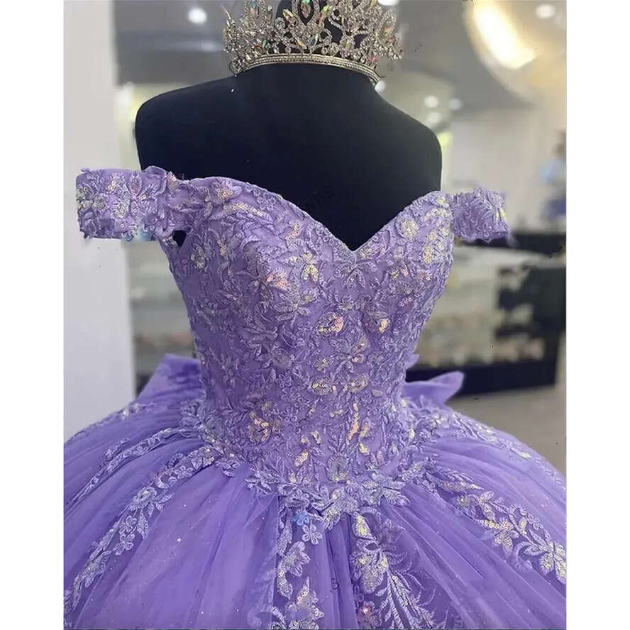 The Lilac Purple Off Shoulder Quinceanera Dress Appliques Birthday Party Gowns Beaded Ball Gown Prom Dresses Vestido De 15 Anos Bc18960 es