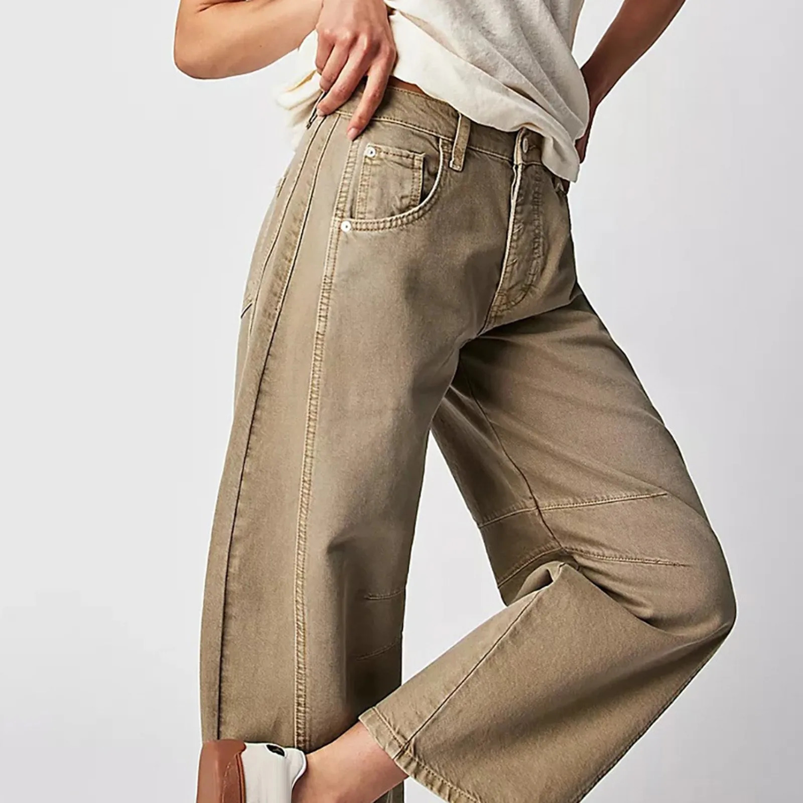 2024 Cropped Pant Y2k Barrel Jeans Streetwear Ladies Denim Trousers Korean Fashion Loose Baggy 241014