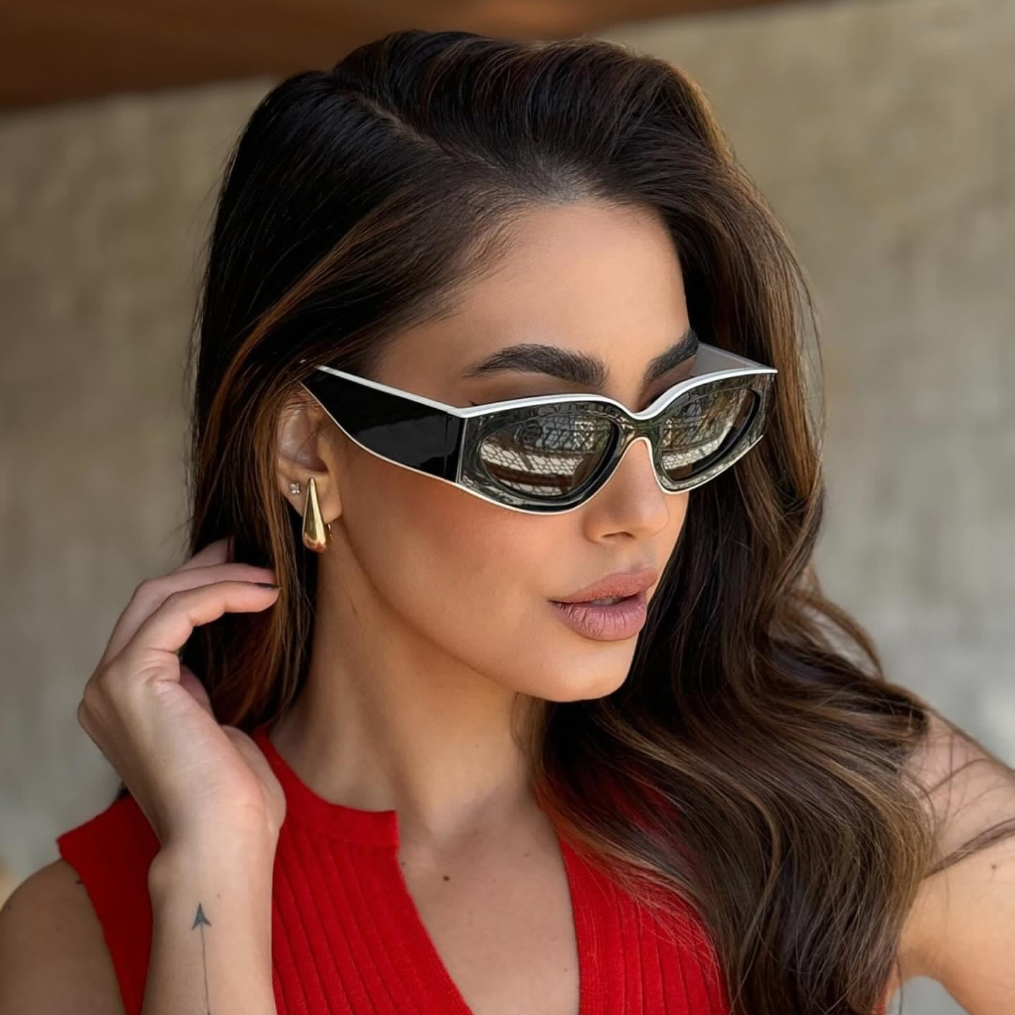 luxury designer sunglasses for women color blocking designer sunglasses Cat Eye men trend gift glasses Beach shading UV protection polarized with box nice