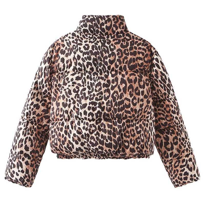 Womens winter vintage leopard print cotton jacket fashionable long sleeved Parkas womens jacket top new jacket M241011