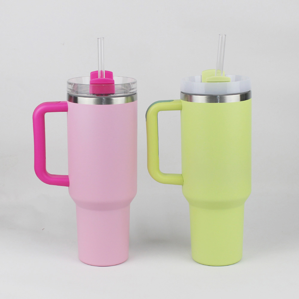 40 oz Red H2.0 Tumblers Cup With Handle Insulated Stainless Steel Tumbler Lids Straw Car Travel Mugs Coffee Tumbler Termos 40oz Cups ready to ship Water Bottles With Box