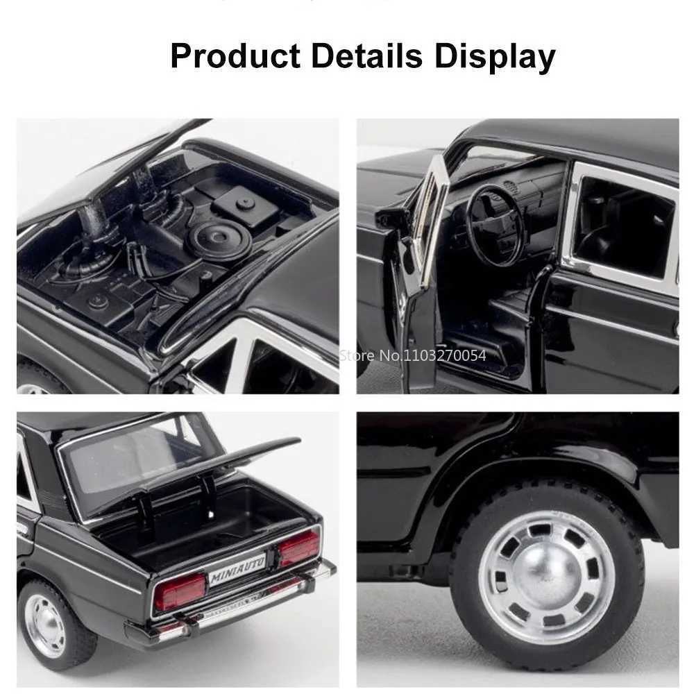 1/24 LADA 2106 Die cast Alloy Car Model Toy Metal Body Door Can Open Toy Car Pulling Backlight Rubber Tire Car Boy Gift CL241016