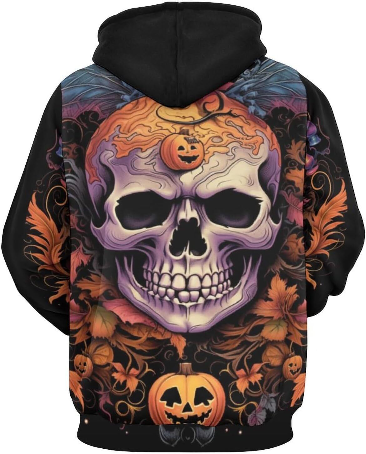Hoodie for Mens Womens Novelty Mens Pumpkin Lantern Face Pattern Hoodie Darkness Skull Halloween Pull Rope Long Sleeve Pullover Hoodie Graphic Hoodies